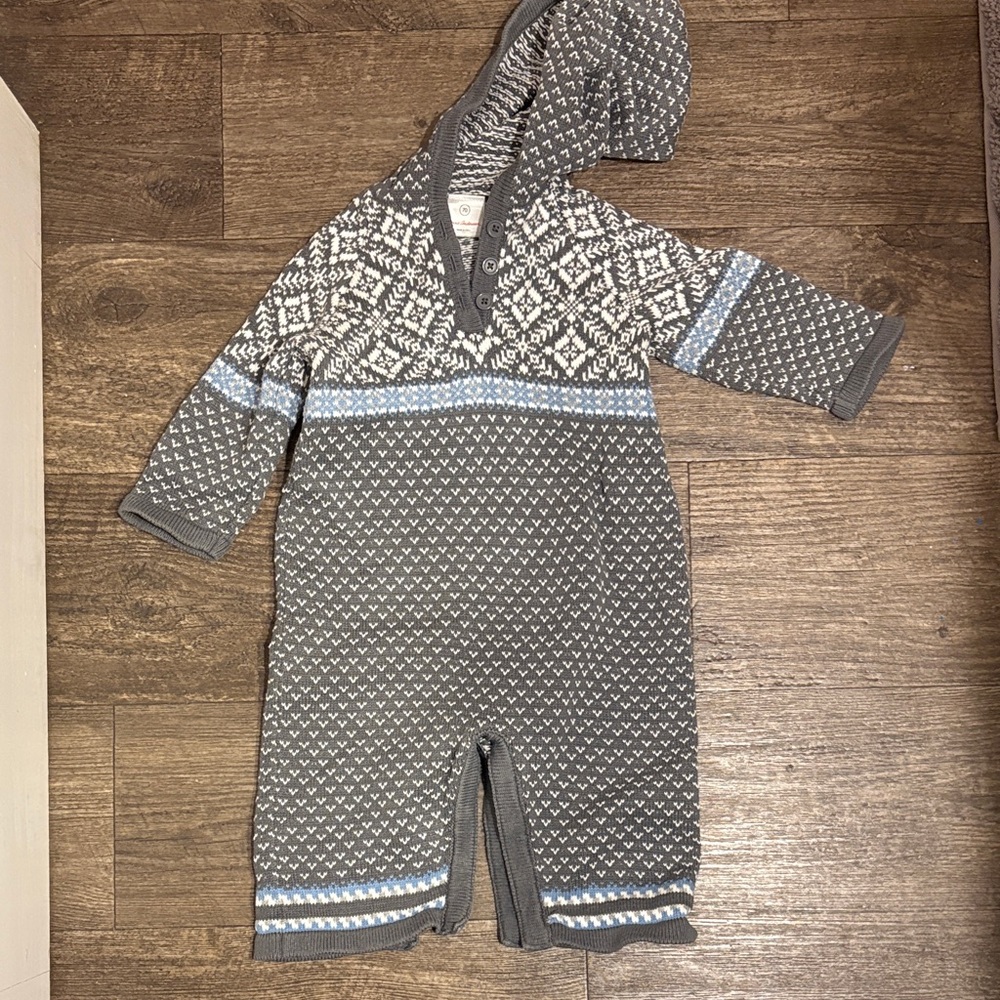 Hanna Andersson Baby Nordic Fair Isle Hooded Sweater Romper size 70